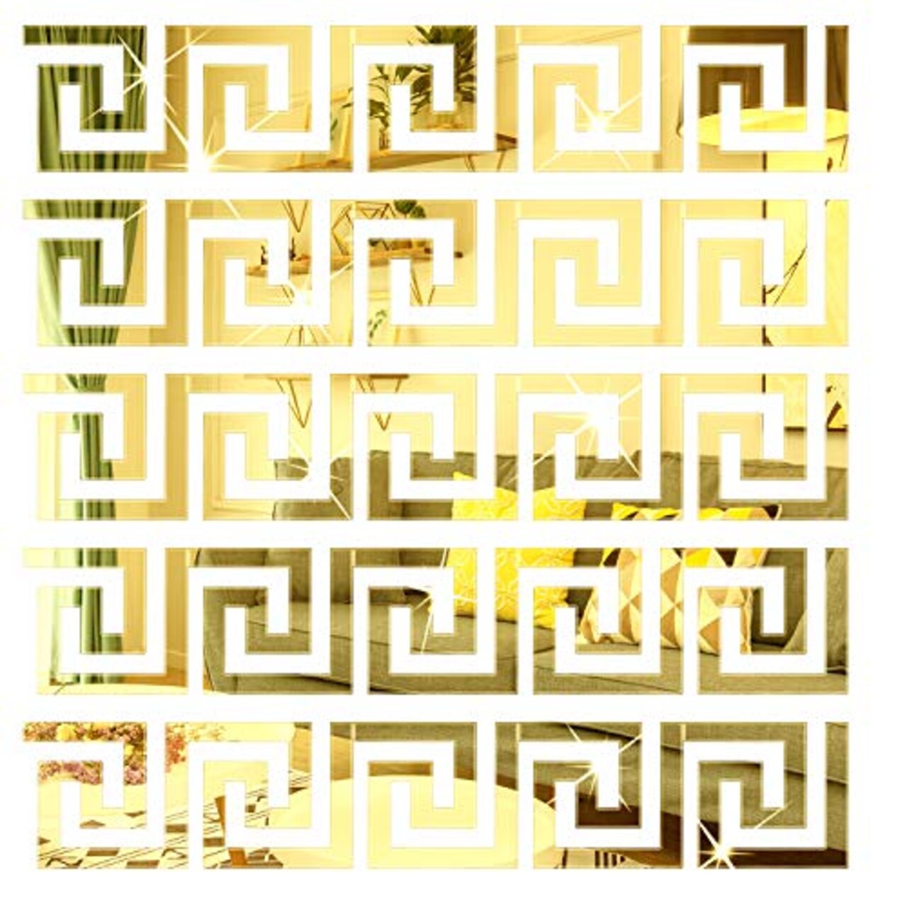 30 Pieces Acrylic Mirror Wall Stickers Mirror Decals Peel and Stick Mirror Tiles Border DIY Adhesive Wall Decor Stickers for Living Room Home Background Decor (Gold)